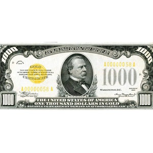 FANTASTICA Replica 1000 dollari oro certificato 1934 banca nota copia