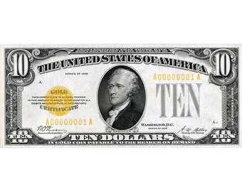 AMAZING Replica 1928 - 10 Dollars GOLD CERTIFICATE Bank Note Copy