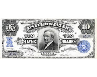 EXCLUSIVE Replica 10 Ten Silver Dollars 1908 Bank Note Copy