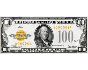 AMAZING Replica 1928 - 100 GOLD CERTIFICATE Bank Note Copy