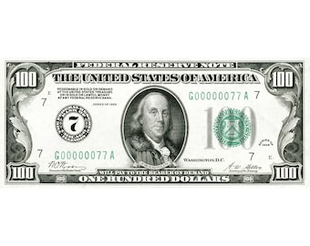 Replica First 100 Dollar Note 1928 "Green Back" Bank Note Copy