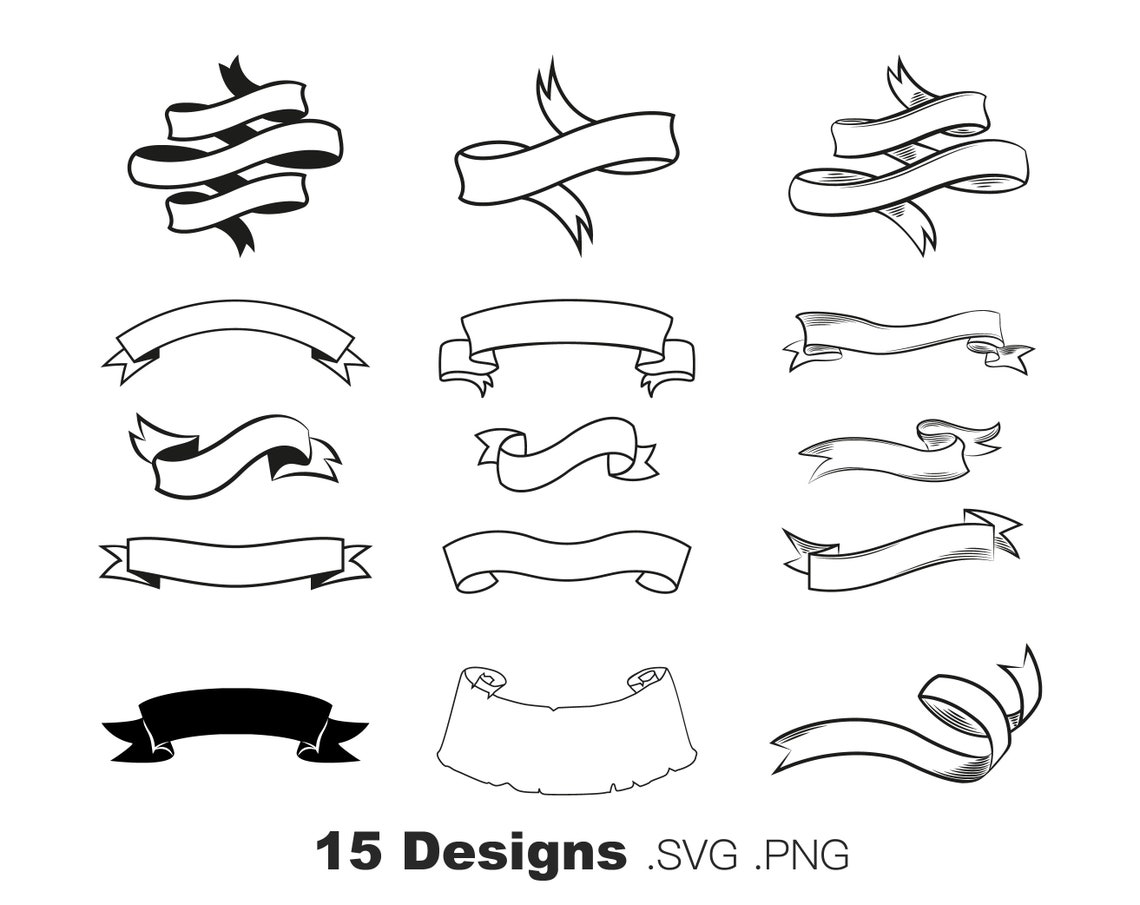 Banner SVG, Ribbon Bundle SVG, Scroll Clip Art, Banner Silhouette