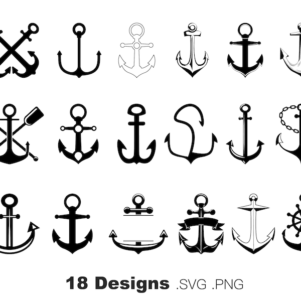 Anchor SVG,  Anchor Bundle, Nautical Anchor cricut, Navy anchor SVG, anchor silhouette, sailing anchor, anchor cameo Clip Art, anchor print