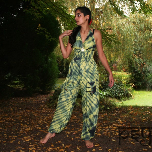 TIE DYE Harem Jumpsuit - Harem Pants, Festival Playsuit, Festival Dungarees, Hippie Overalls, Boho Romper, Ali Baba Trousers, Baggy Trousers