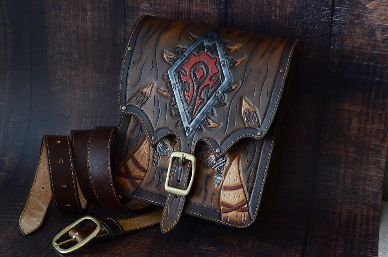 Handmade natural leather bag stylished by World of Warcraft Etsy