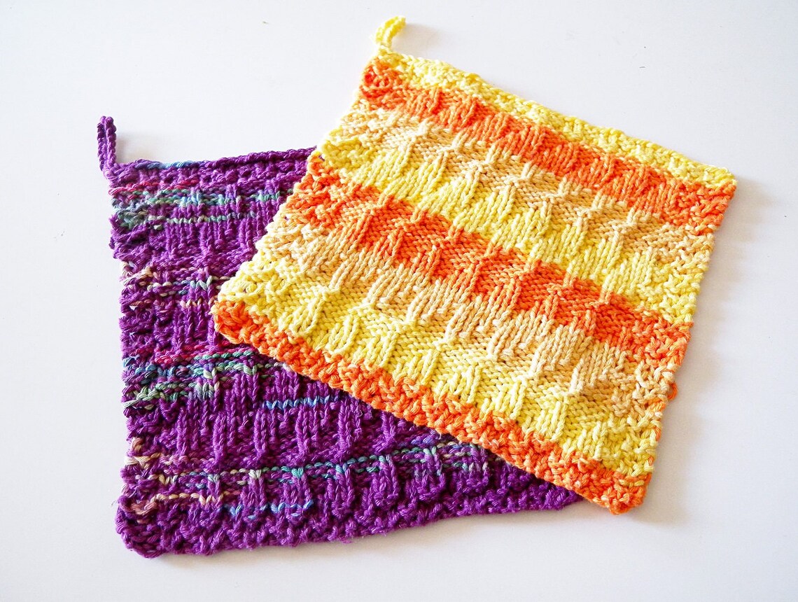 Dishcloth Knitting Pattern Potholder in Cotton Yarn Easy Etsy Canada