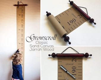 Growscroll ® Classic Growth Chart / Height Chart (Unique Australian Trademarked Customizable Wood & Canvas Growth Chart)