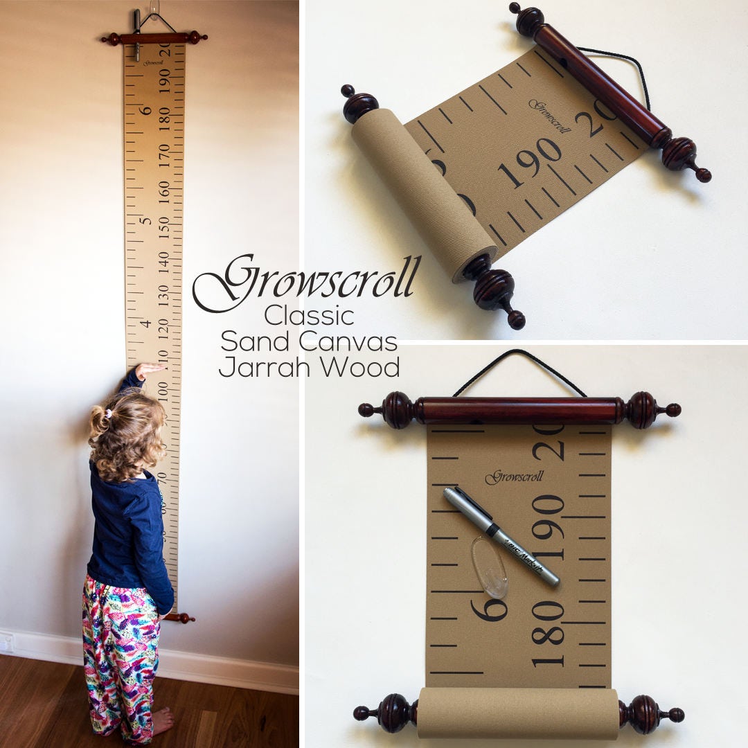 Growscroll ® Classic Growth Chart/Height | Graphique de Croissance Personnalisable Unique en Bois et