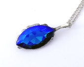 Royal Blue Crystal Necklace, Cobalt Blue Necklace, Tiffany Metgod Glass Necklace, Glass Crystal Necklace