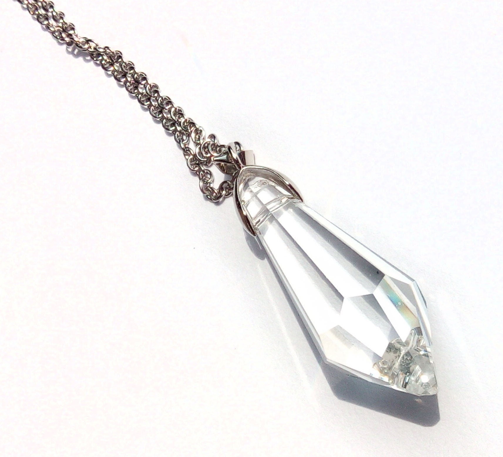 Crystal Pendulum Necklace Glass Prism Pendant Crystal Drop Etsy Singapore