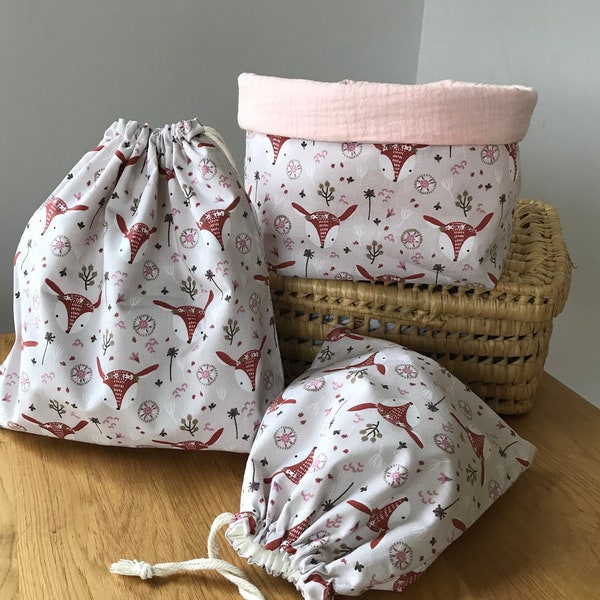 Pochette pour lit de bébé, panière à couches et sac à fermeture coulissante