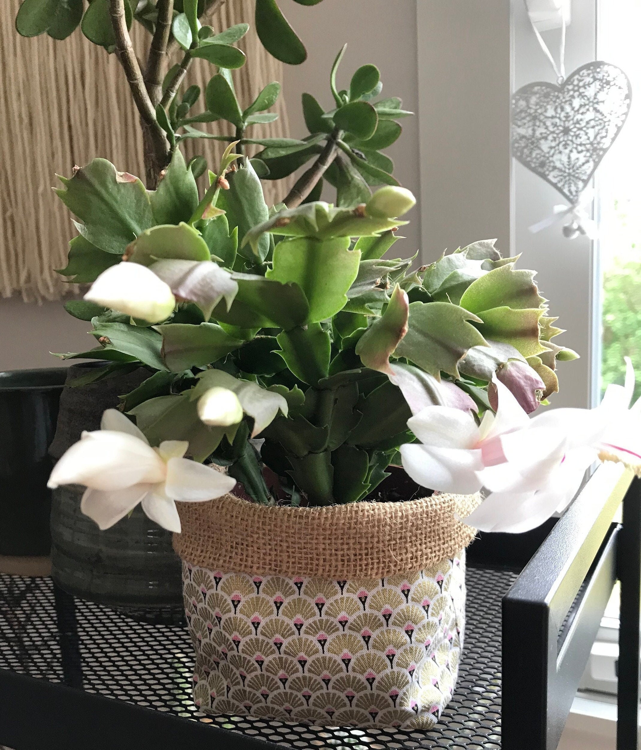 Panière de Rangement, Panier en Toile Jute, Cache Pot Décoratif, Vide Poche, Panière Pour Salle Bain