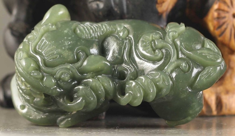 Certified Natural Jadeite Emerald A*Jade HandCarved Pixiu Pendant A1940 10/% OFF