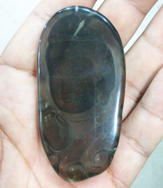 Certified Natural Icy Obsidian Emerald Jade GuanY… - image 3