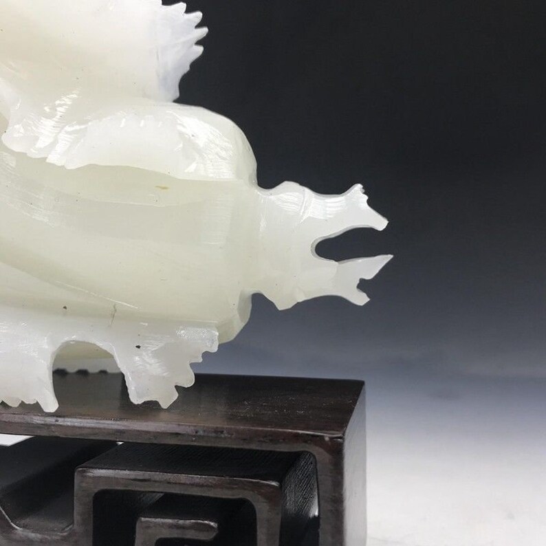 7.08/'/'L-Chinese Genuine Natural White Jade Handcarved Lucky Cabbage Statue