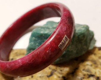 10% OFF- 59/60/61 mm Certified Natural Red Jadeite Emerald A*Jade Handcarved Bangle B414