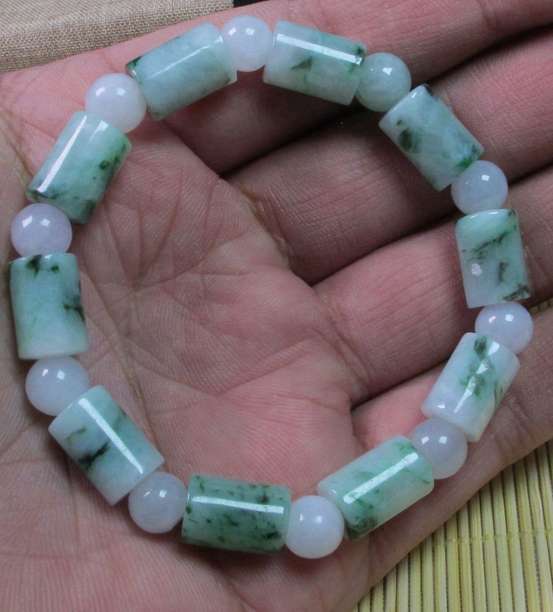 56-62 mm Certified Natural Jadeite Emerald A*Jade Beads Stretchy Hand catenary \u4e32\u73e0\u624b\u94fe 1287-4s Bracelet