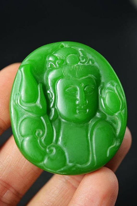 10% OFF- Certified Natural Emerald Jade Handcarved