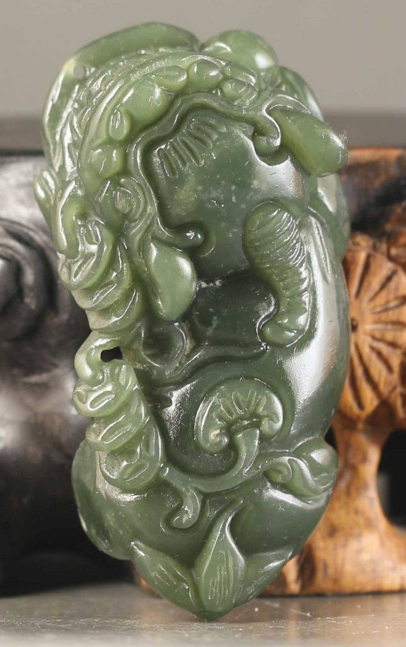 Certified Natural Jadeite Emerald A*Jade HandCarved Pixiu Pendant A1940 10/% OFF