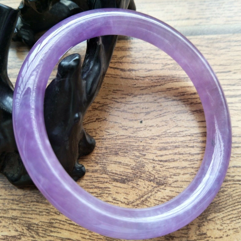 585960mm Certified Natural Lavender Jadeite Emerald A*Jade HandCarved Bracelet Bangle S107 10/% OFF