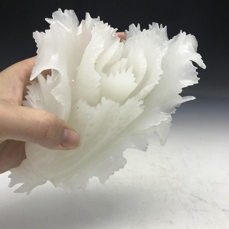 7.08/'/'L-Chinese Genuine Natural White Jade Handcarved Lucky Cabbage Statue