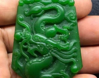 Certified Natural Jadeite Emerald Jade Dragon Pendant《Grade A》