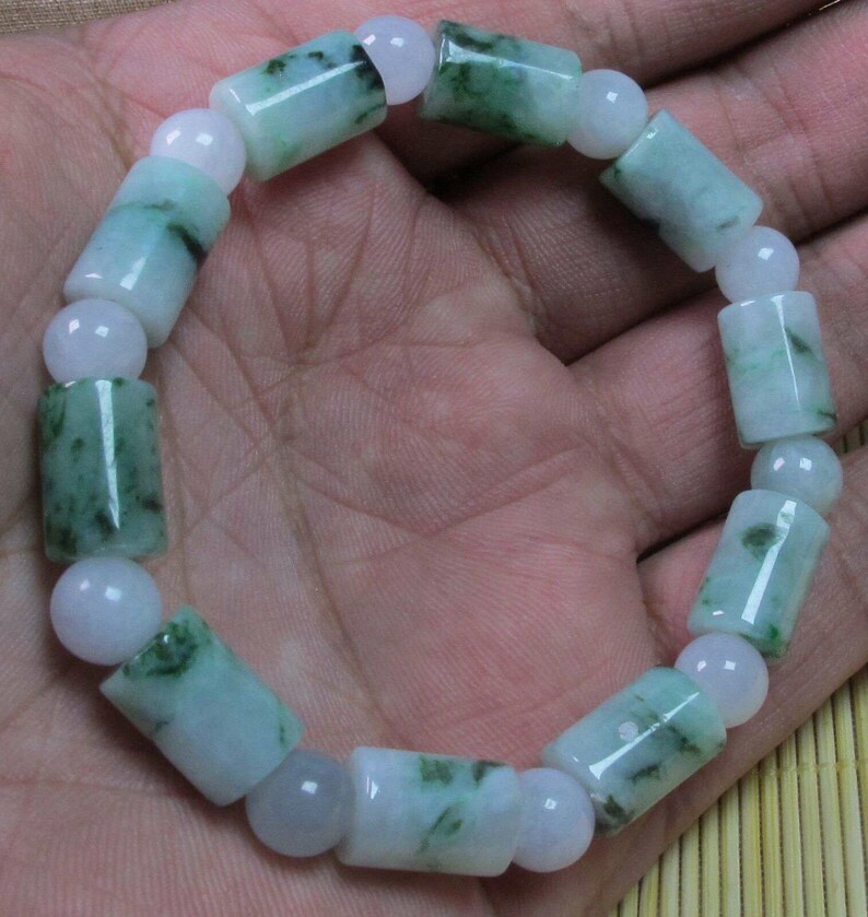 56-62 mm Certified Natural Jadeite Emerald A*Jade Beads Stretchy Hand catenary \u4e32\u73e0\u624b\u94fe 1287-4s Bracelet