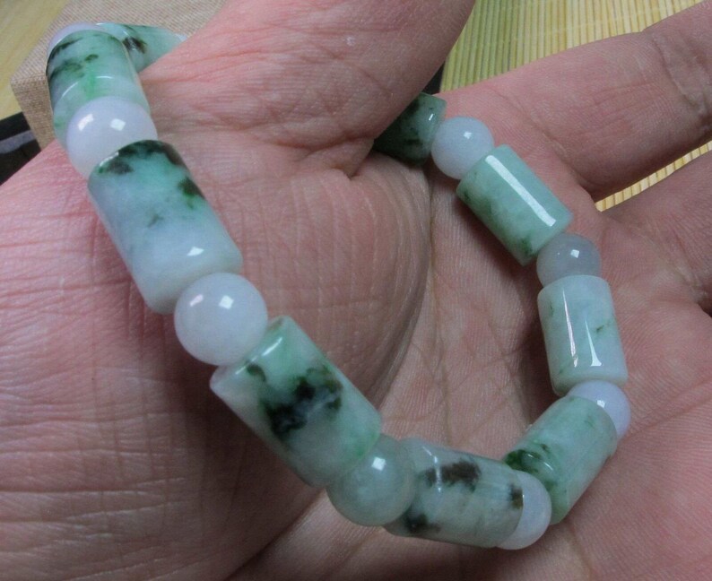 56-62 mm Certified Natural Jadeite Emerald A*Jade Beads Stretchy Hand catenary \u4e32\u73e0\u624b\u94fe 1287-4s Bracelet