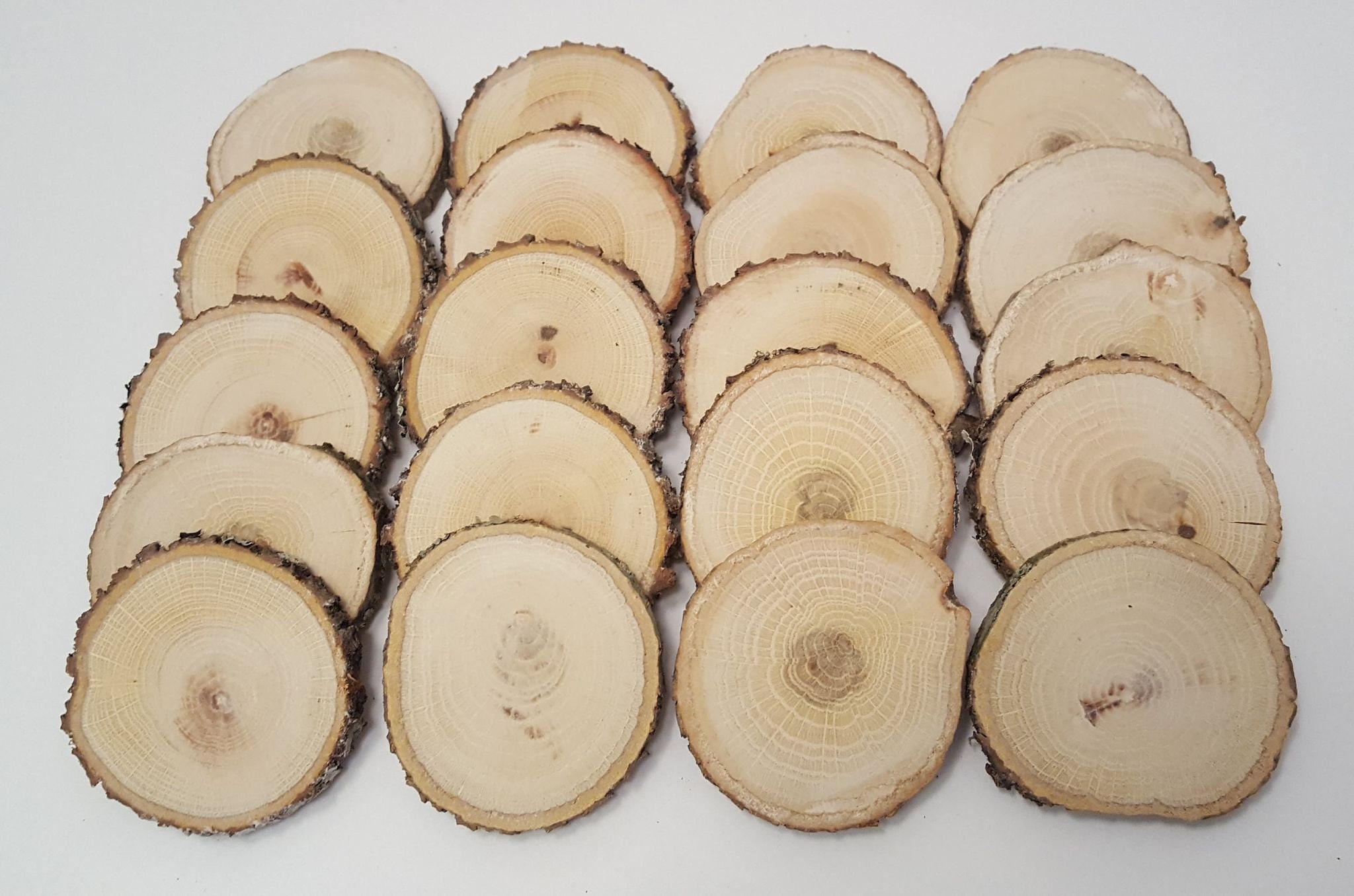 Oak Wood Slices with Living Edge(25) 2.25" to 3.25" Diamete…