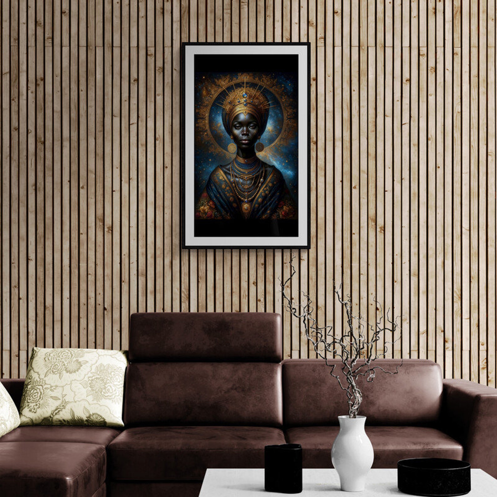 African Queen Cosmic Aura Digital Print Of Regal African Woman With 