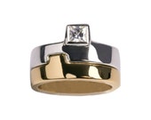 Puzzle ring, silver and gold plated
