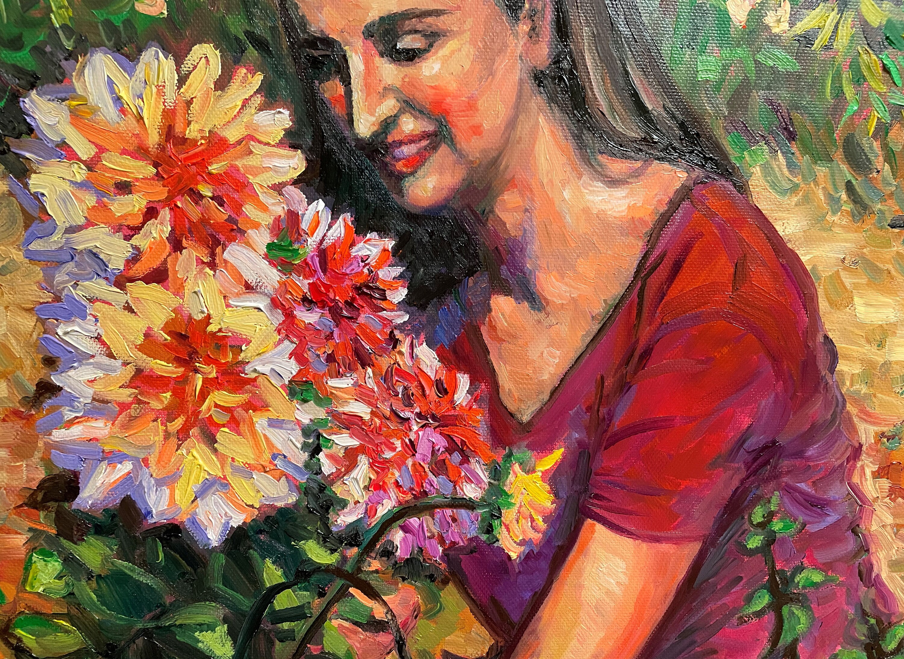 Original Oil Painting, Womand and Flower, 16x20, 220307 - Etsy