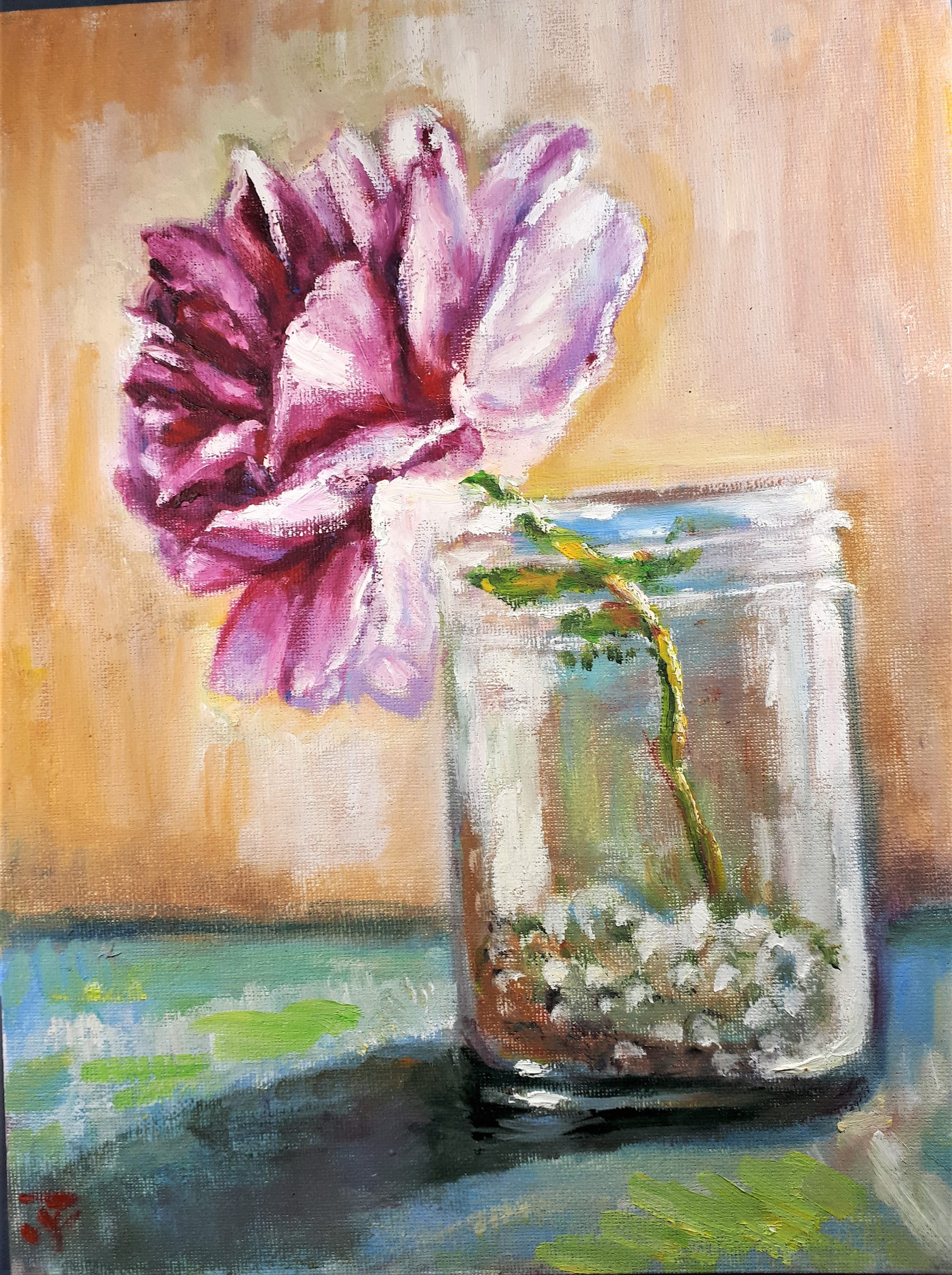 Original Oil Painting, Pink Flower in Vase, 12x9, 210306 - Etsy