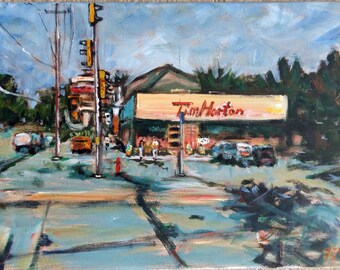Original Acrylic Painting, Corner Store--Landscape.  12&quot;x16&quot;, 1612022