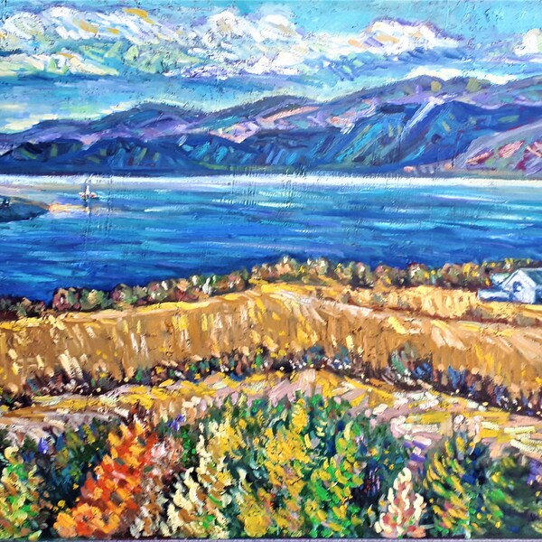 Original Oil Painting, Canada Field ,48x24", 1705233