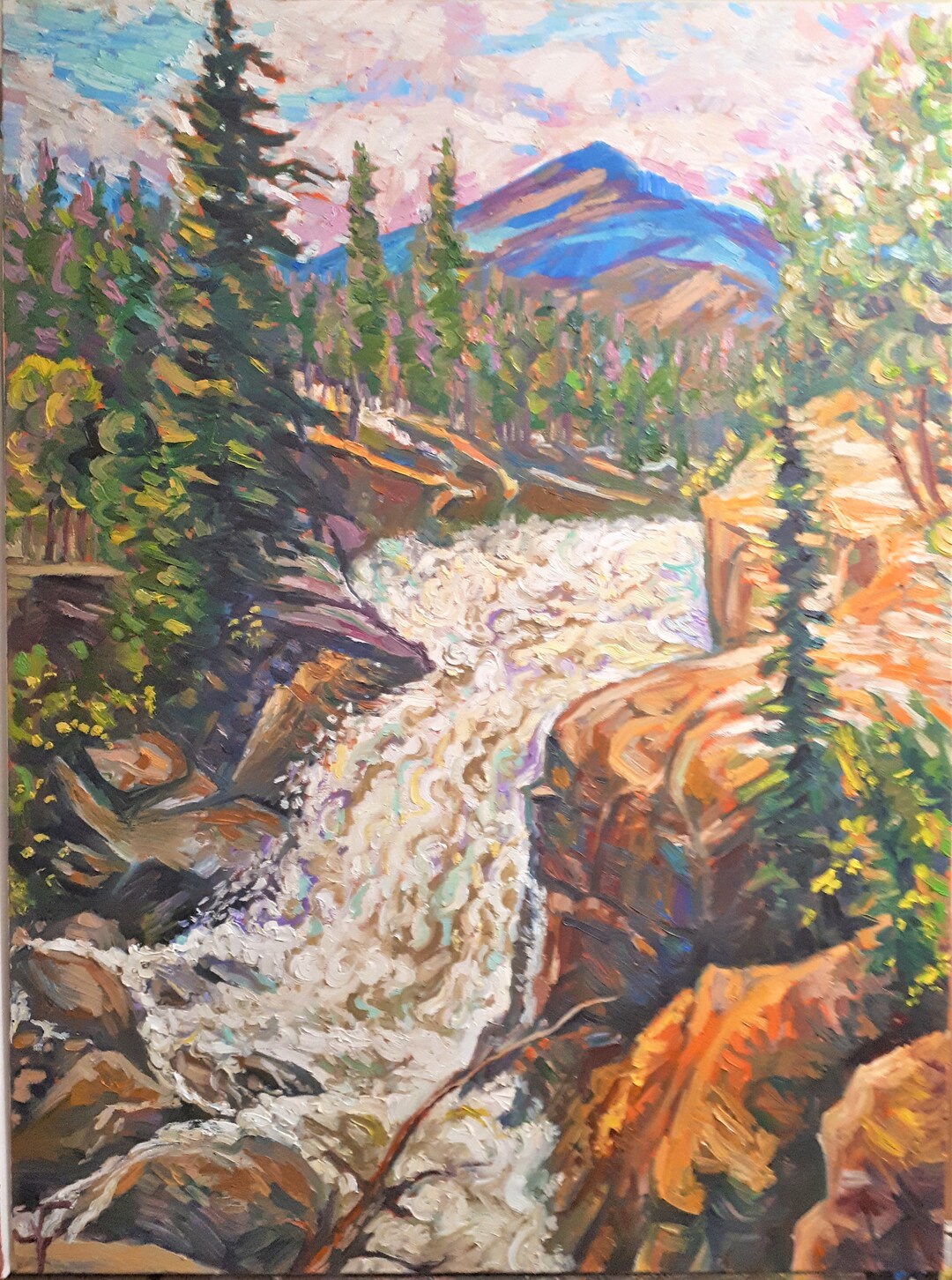 Original Oil Painting Athabasca Falls in Jasper Park Canada Etsy