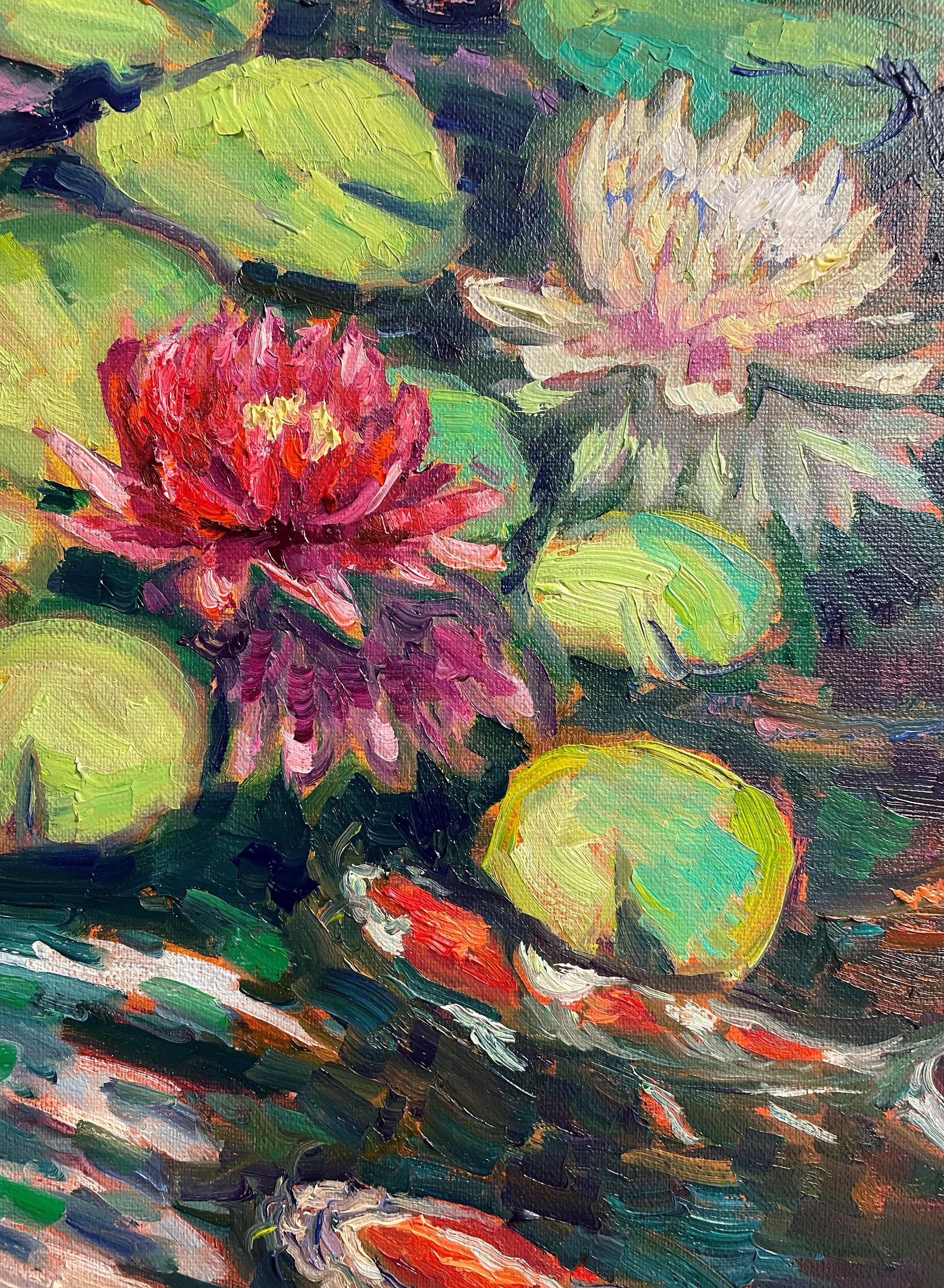 オリジナル油絵、睡蓮の池、16x20、220216 - Etsy 日本