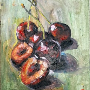 original Oil painting, Cherry, 1804096, 10&quot;x8&quot;