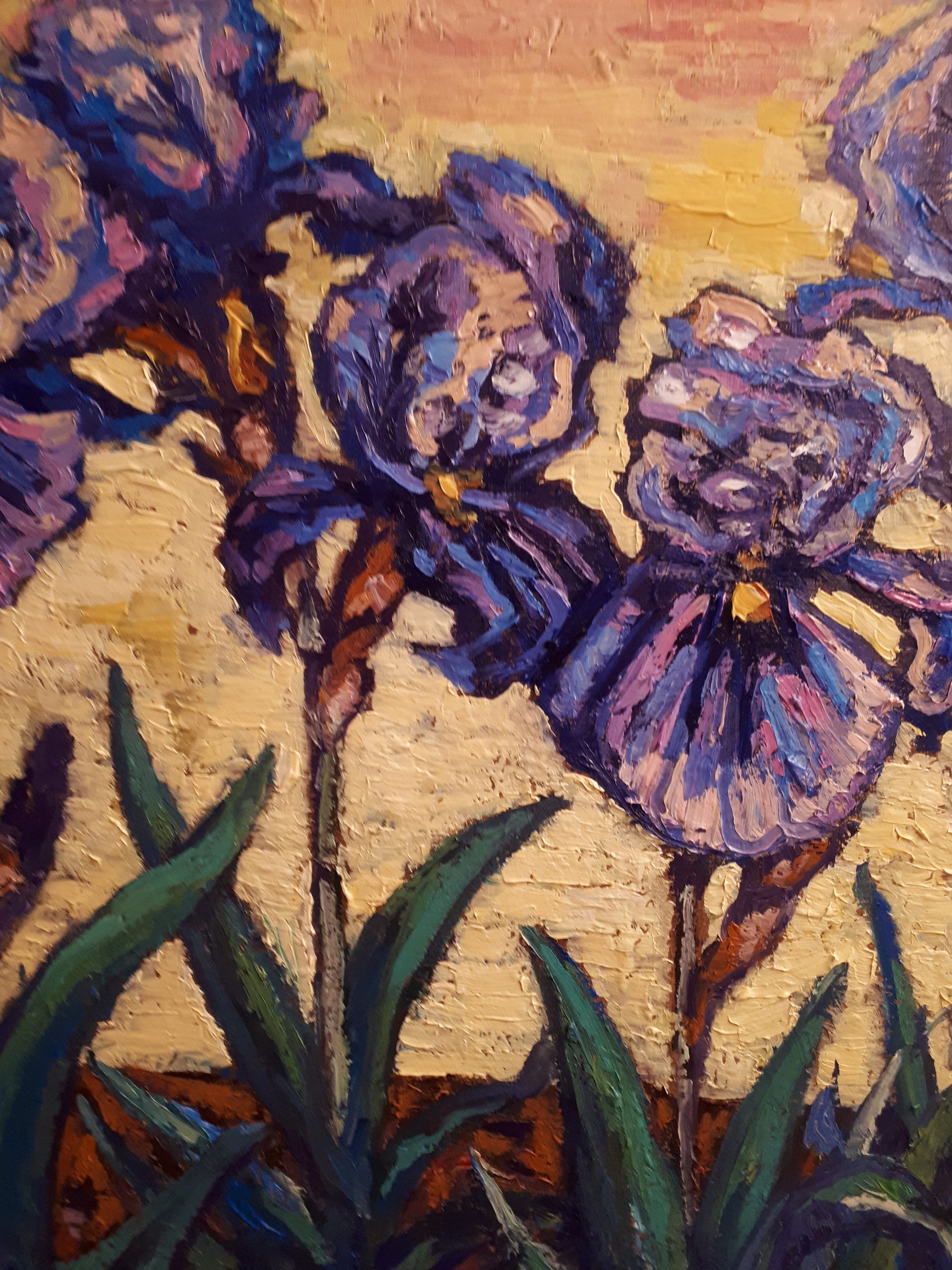 Original Oil Painting Purple Iris Flowers on Waterfront - Etsy