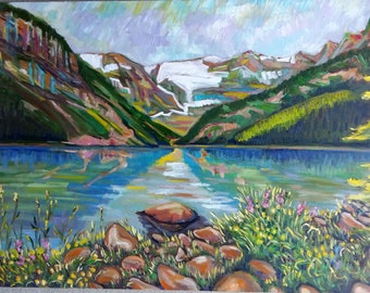 Original Oil Painting, Canada Landscape-Banfful National Park, 189201, 31.5x47.5&quot;, 80x120cm