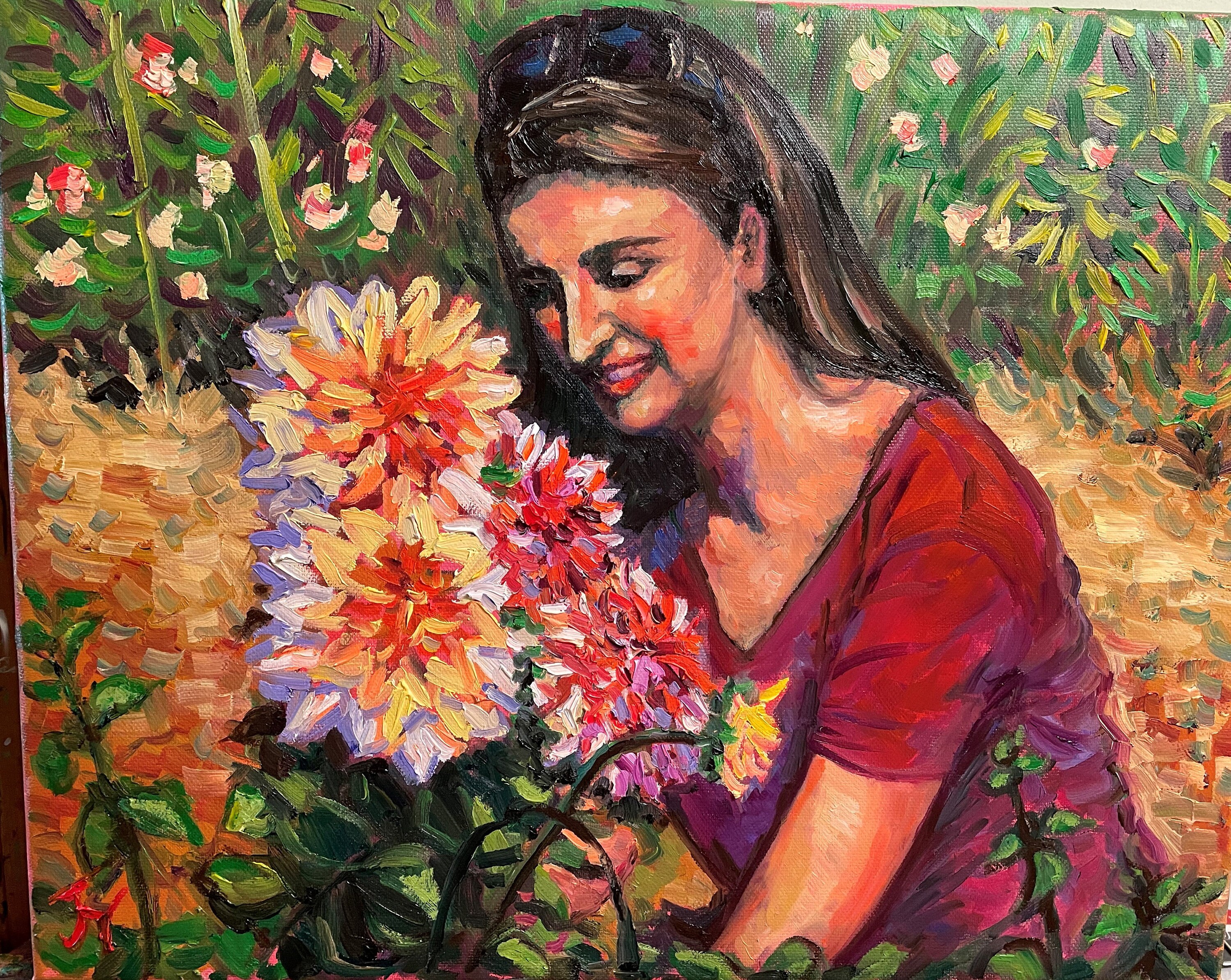 Original Oil Painting, Womand and Flower, 16x20, 220307 - Etsy