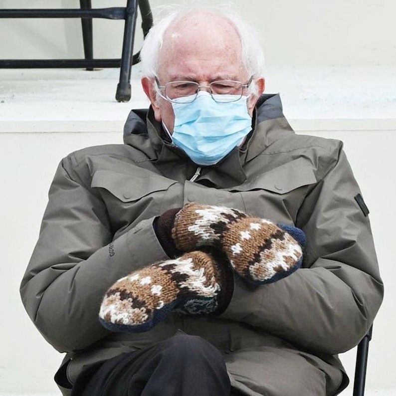 Bernie Sanders Mittens Bernies Knit Mittens Grumpy Handmade Etsy