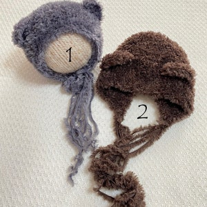 Newborn fuzzy bear bonnet Newborn knit bonnet Knit bear mohair bonnet Newborn photo prop Bear hat Newborn prop bonnet Bear bonnet Animal RTS