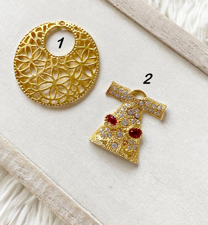 Pendant with Emerald Red Faceted Jade Stone 1 pcs Gold Round Pendant Gold Plated Brass Necklace Necklace component