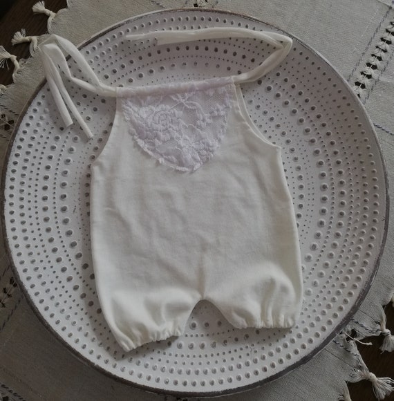 white lace newborn romper
