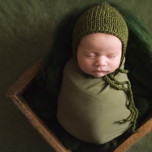 Newborn knit hat Photoprop bonnets Unisex baby hat Alpaca yarn Baby bonnets Newborn props Olive green newborn bonnet Dark gray mohair bonnet