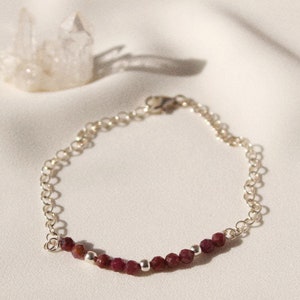 Silver Ruby Bracelet, July Birthstone, Sterling Silver Bracelet, Bridesmaid Bracelet, July Birthday Gift, Genuine Ruby Gemstone