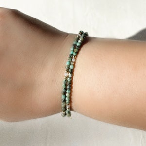 Dainty turquoise bracelet, Delicate Gemstone Bracelet, 14K Gold Filled, Tarnish Resistant, Stackable Green Bracelet, Minimalist Bracelet image 1