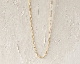 Gold Filled Paperclip Necklace, Dainty Link Chain, 14K Gold Filled, Tarnish Resistant, Layering Necklace, Unique Unisex Gift