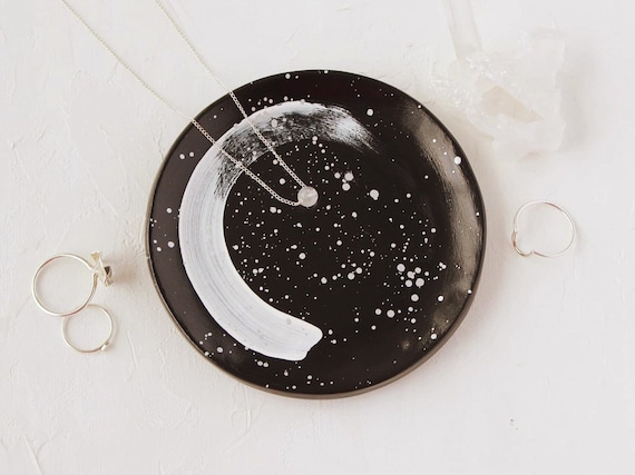 Birthday Gift Anniversary Gift Personalised Cow Print Ring Dish Black Splatter Jewellery Trinket Dish